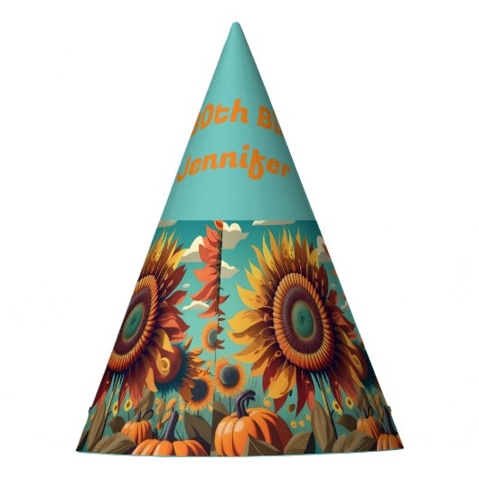 Gepersonaliseerd Zonnebloem Verjaardag Pet, Verjaa Feesthoedjes (Voorkant)