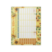 Gepersonaliseerd Zonnebloem Wekelijks Klasse schem Notitieblok (Linkerzijde)