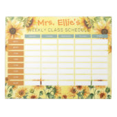 Gepersonaliseerd Zonnebloem Wekelijks Klasse schem Notitieblok (Voorkant)