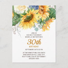 Gepersonaliseerd Zonnebloemen Eucalyptus 30th Birt Briefkaart