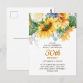 Gepersonaliseerd Zonnebloemen Eucalyptus 50th Birt Briefkaart (Voorkant / Achterkant)