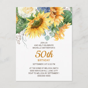 Gepersonaliseerd Zonnebloemen Eucalyptus 50th Birt Briefkaart