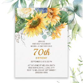 Gepersonaliseerd Zonnebloemen Eucalyptus 70th Birt Briefkaart