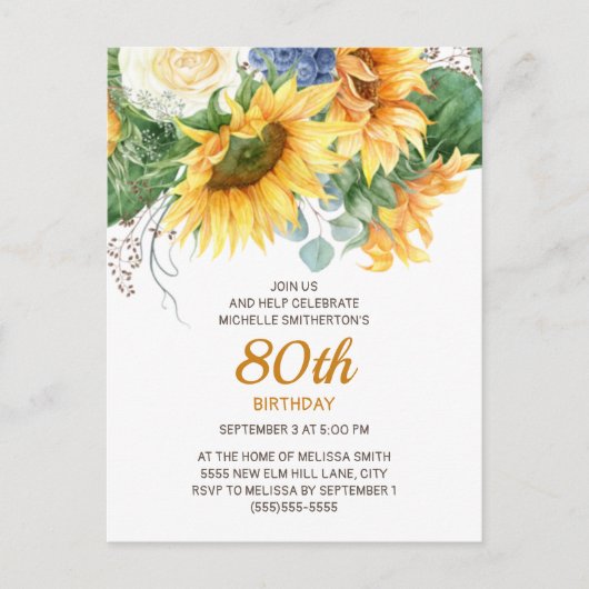 Gepersonaliseerd Zonnebloemen Eucalyptus 90th Birt Briefkaart (Voorkant)