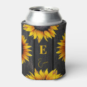 Gepersonaliseerd zonnebloemmonogram en naam blikjeskoeler (Blikje Voorkant)