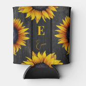 Gepersonaliseerd zonnebloemmonogram en naam blikjeskoeler (Voorkant)