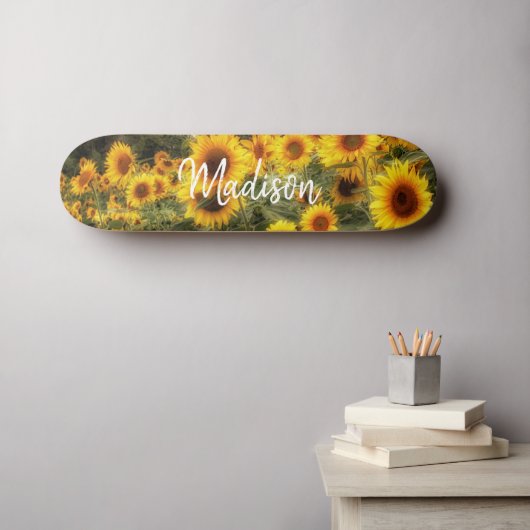 Gepersonaliseerd zonnebloemveld Fotoskateboard Persoonlijk Skateboard (Muurkunst (Horizontaal))