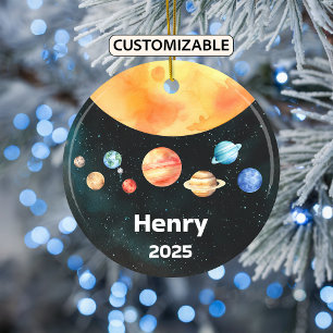 Gepersonaliseerd zonnestelsel Ornament, ruimte, pl Keramisch Ornament