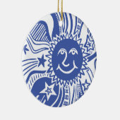 Gepersonaliseerd zonpatroon keramisch ornament (Rechts)