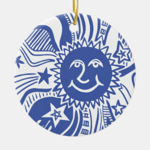 Gepersonaliseerd zonpatroon keramisch ornament