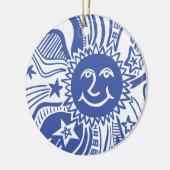 Gepersonaliseerd zonpatroon keramisch ornament (Links)