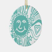 Gepersonaliseerd zonpatroon keramisch ornament (Rechts)