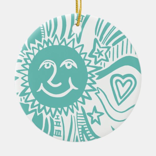 Gepersonaliseerd zonpatroon keramisch ornament (Voorkant)