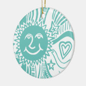 Gepersonaliseerd zonpatroon keramisch ornament (Links)
