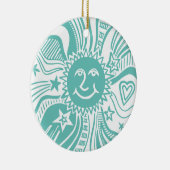 Gepersonaliseerd zonpatroon keramisch ornament (Rechts)