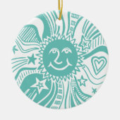 Gepersonaliseerd zonpatroon keramisch ornament (Voorkant)