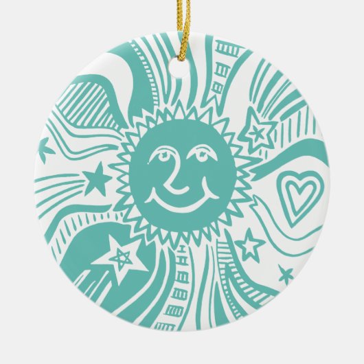 Gepersonaliseerd zonpatroon keramisch ornament (Voorkant)