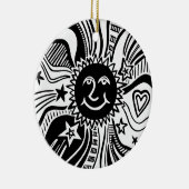 Gepersonaliseerd zonpatroon keramisch ornament (Rechts)