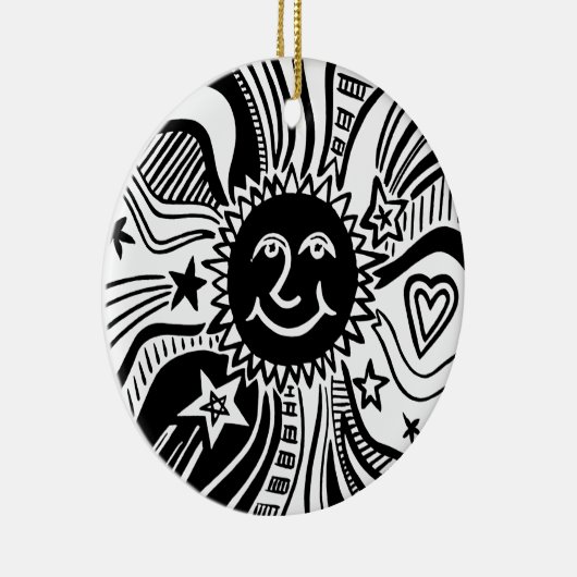 Gepersonaliseerd zonpatroon keramisch ornament (Rechts)