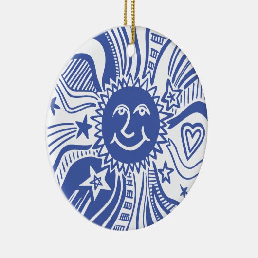 Gepersonaliseerd zonpatroon keramisch ornament (Rechts)