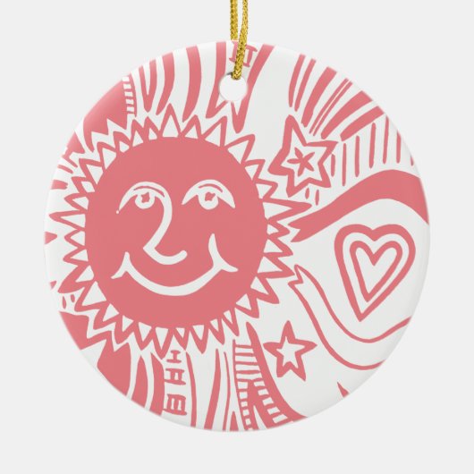 Gepersonaliseerd zonpatroon keramisch ornament (Voorkant)
