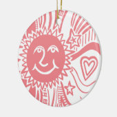 Gepersonaliseerd zonpatroon keramisch ornament (Links)
