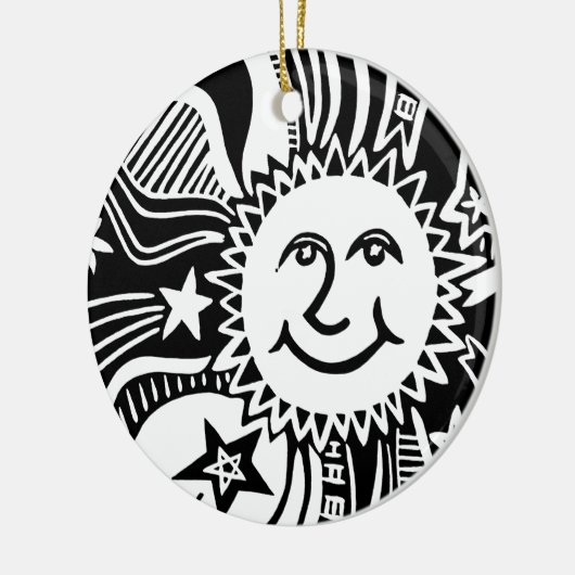 Gepersonaliseerd zonpatroon keramisch ornament (Links)