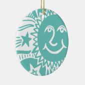 Gepersonaliseerd zonpatroon keramisch ornament (Rechts)