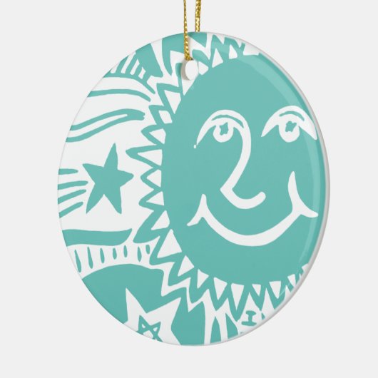 Gepersonaliseerd zonpatroon keramisch ornament (Links)