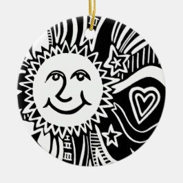 Gepersonaliseerd zonpatroon keramisch ornament