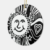 Gepersonaliseerd zonpatroon keramisch ornament (Links)