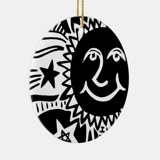 Gepersonaliseerd zonpatroon keramisch ornament (Rechts)