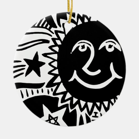 Gepersonaliseerd zonpatroon keramisch ornament (Voorkant)