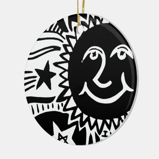 Gepersonaliseerd zonpatroon keramisch ornament (Links)