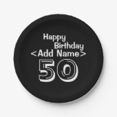 Gepersonaliseerd zwart 50th Birthday Paper Bord (Voorkant)
