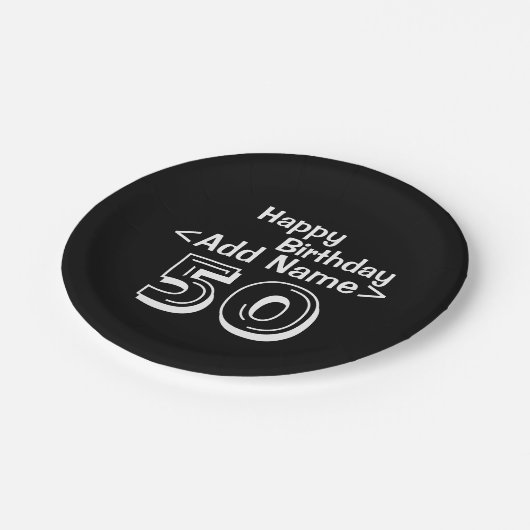Gepersonaliseerd zwart 50th Birthday Paper Bord (Gekanteld)