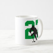 Gepersonaliseerd zwart afspeelnummer zwart groen koffiemok (Voorkant rechts)