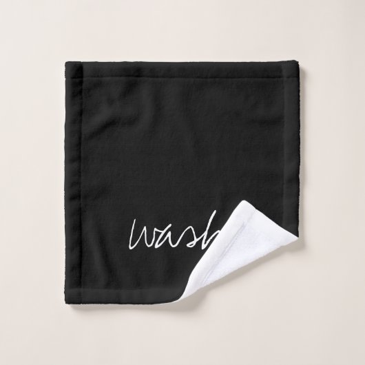Gepersonaliseerd zwart bad handdoek (Wasdoekje)