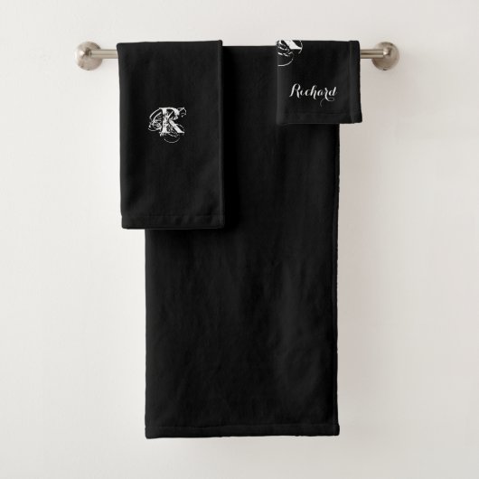 Gepersonaliseerd zwart bad handdoek (Insitu)