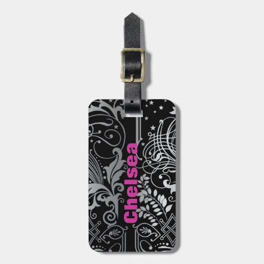 Gepersonaliseerd zwart Bagagelabel (Voorkant verticaal)