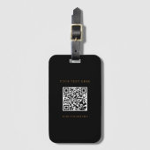 Gepersonaliseerd zwart Bagagelabel met QR-code (Voorkant (verticaal))