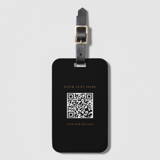 Gepersonaliseerd zwart Bagagelabel met QR-code (Voorkant (verticaal))