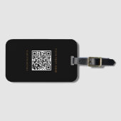 Gepersonaliseerd zwart Bagagelabel met QR-code (Voorkant (horizontaal))