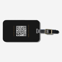 Gepersonaliseerd zwart Bagagelabel met QR-code