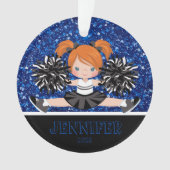 Gepersonaliseerd Zwart & Blauw Cheerleading Orname Ornament (voorkant)