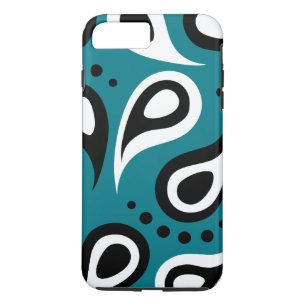Gepersonaliseerd zwart blauw en wit paisley Case-Mate iPhone case