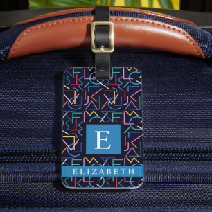Gepersonaliseerd Zwart Blauwgroen Blauw Abstract P Bagagelabel