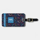 Gepersonaliseerd Zwart Blauwgroen Blauw Abstract P Bagagelabel (Voorkant horizontaal)