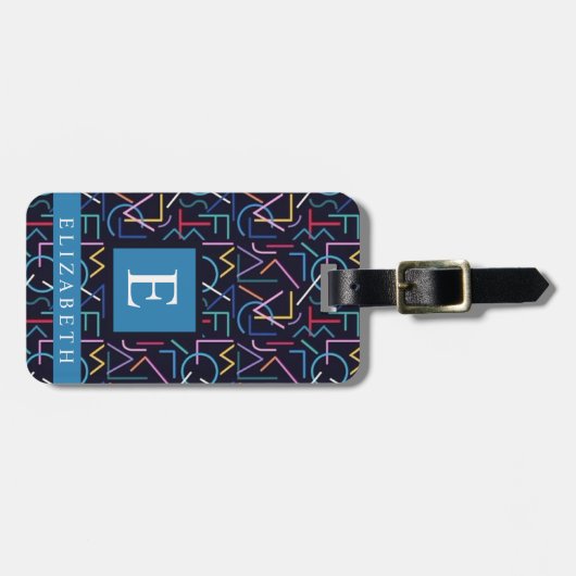 Gepersonaliseerd Zwart Blauwgroen Blauw Abstract P Bagagelabel (Voorkant horizontaal)