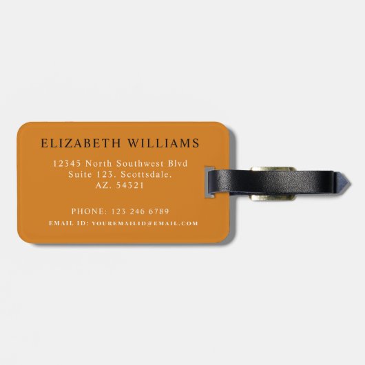 Gepersonaliseerd zwart bloemengrijs bagagelabel (Achterkant horizontaal)